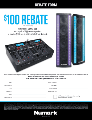 Numark CDMIX USB and Lightwave Rebate Form