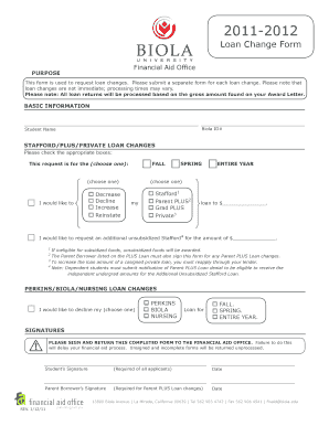 Loan Change Form
