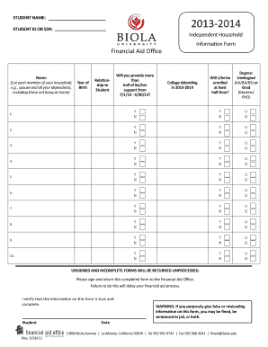 Independent Household Information Form