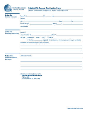 Existing IRA Account Contribution Form