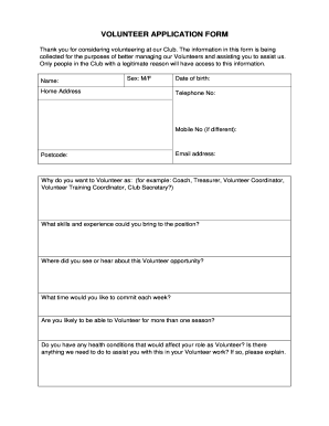 Volunteer Application Form