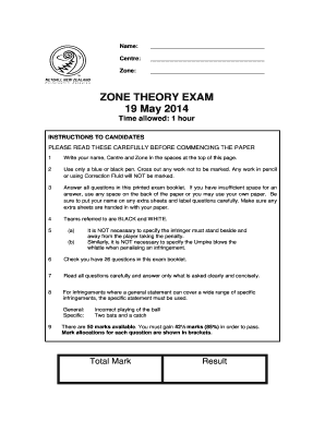 Zone Theory Exam