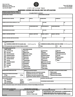 City of Lone Tree Business License and Sales/Use Tax Application