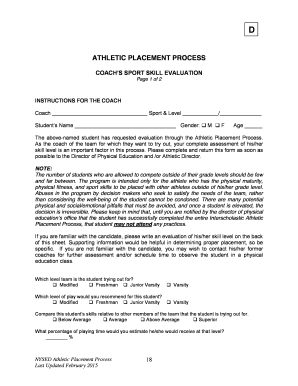 Coach's Sport Skill Evaluation Form
