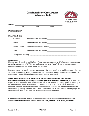 Criminal History Check Packet