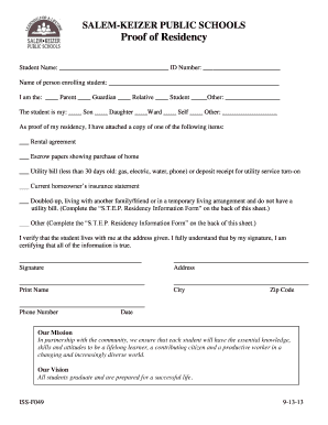 Salem-Keizer Public Schools Proof of Residency
