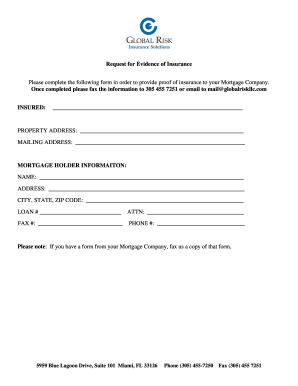 Request for Evidence of Insurance