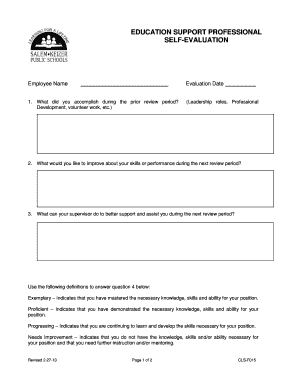Education Support Professional Self-Evaluation Form
