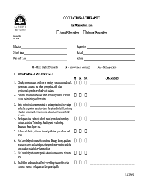 Occupational Therapist Post Observation Form