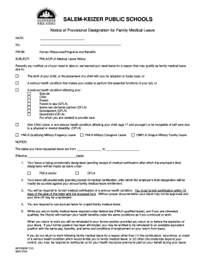 FMLA/OFLA Medical Leave Notice