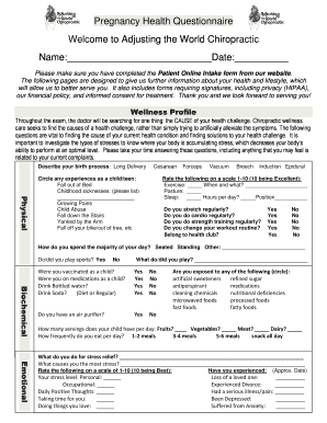 Pregnancy Health Questionnaire