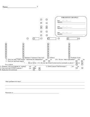 Health Questionnaire
