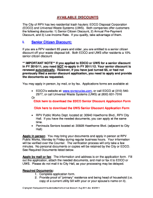 Senior Citizen Discount Application