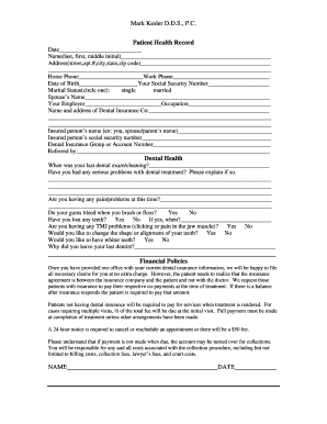 Patient Health Record Form