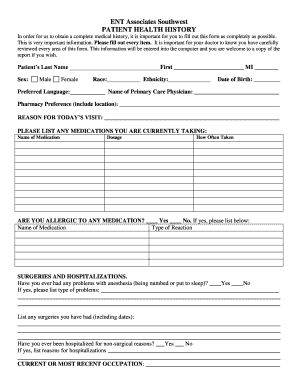 Patient Health History Form