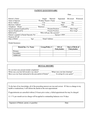 Patient Questionnaire