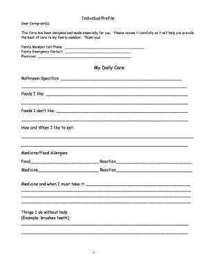 Caregiver Profile Form