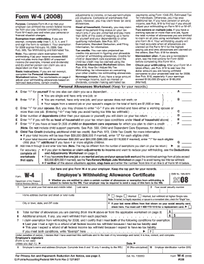 Form W-4 (2008) Employee's Withholding Allowance Certificate
