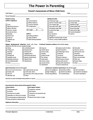 Parent’s Assessment of Minor Child Form