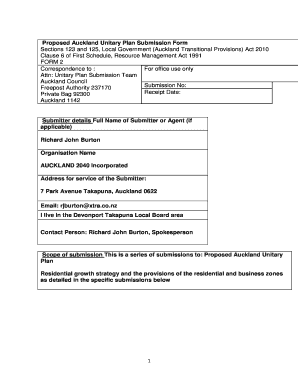 Auckland Unitary Plan Submission Form