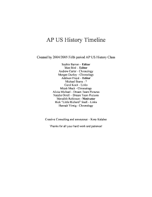 Fillable Online AP US History Timeline Fax Email Print - pdfFiller