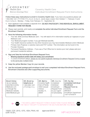 Coventry Medicare Enrollment Request Form