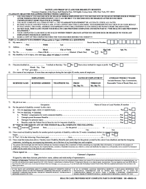Notice and Proof of Claim for Disability Benefits