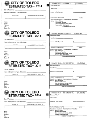 City of Toledo Estimated Tax Payment Form