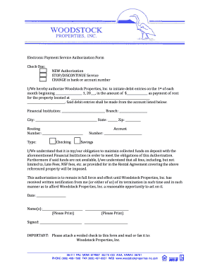 Electronic Payment Service Authorization Form