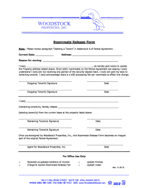 Roommate Release Form