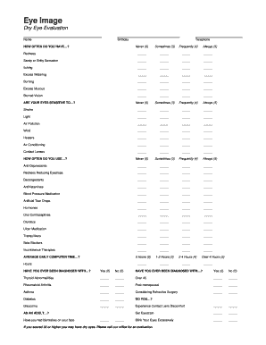 Dry Eye Evaluation Form