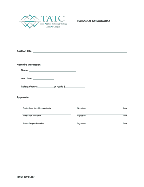 Personnel Action Notice