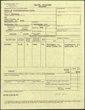Standard Form 1012-A Travel Voucher
