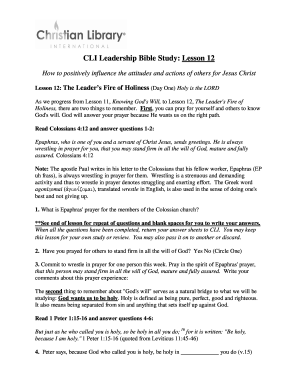 CLI Leadership Bible Study Lesson 12