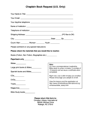 Chaplain Book Request Form