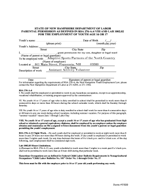 New Hampshire Youth Employment Parental Permission Form