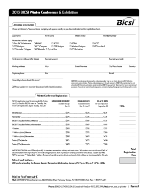 2013 BICSI Winter Conference Registration Form