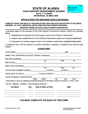 Alaska Child Support Application