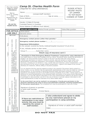 Camp St. Charles Health Form