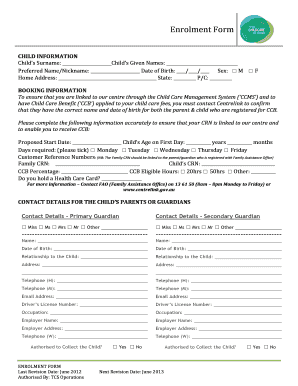 Child Enrolment Form