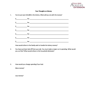 Money Management Worksheet