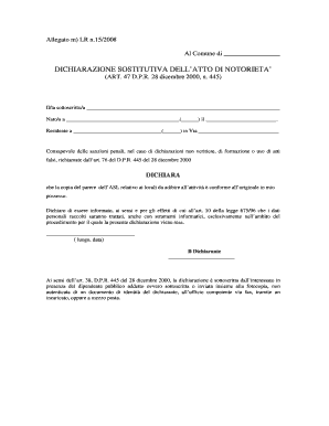 Dichiarazione Sostitutiva dell'Atto di Notorietà