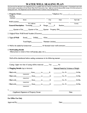 Illinois Water Well Sealing Plan