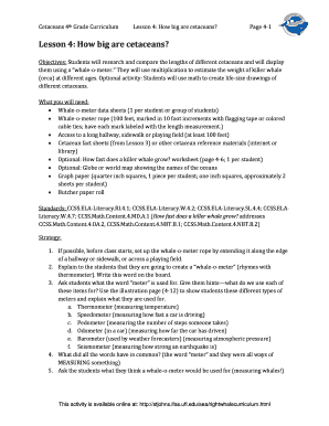 Cetaceans 4th Grade Curriculum