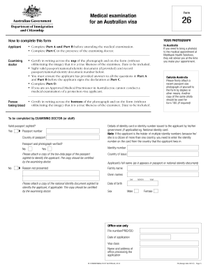 Australian Visa Medical Examination Form 26