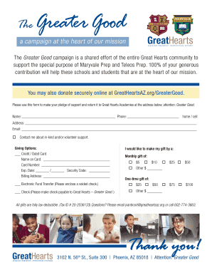 GreatHearts Greater Good Donation Form