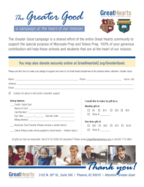 Great Hearts Greater Good Donation Form