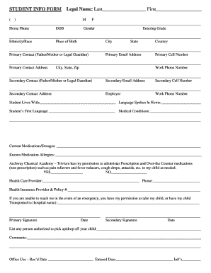 Student Information Form