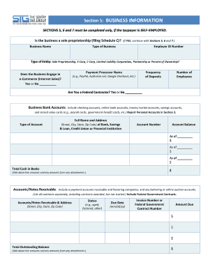 IRS Form 433-A Business Collection Information Statement
