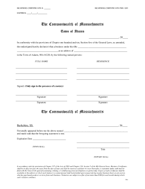 Massachusetts Business Certificate